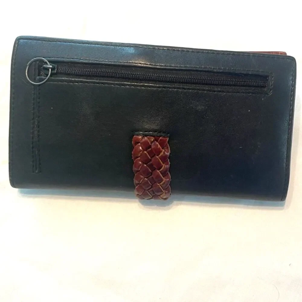 Vintage Brighton Wallet Leather Logo Heart Croc Black & Brown Bifold *READ